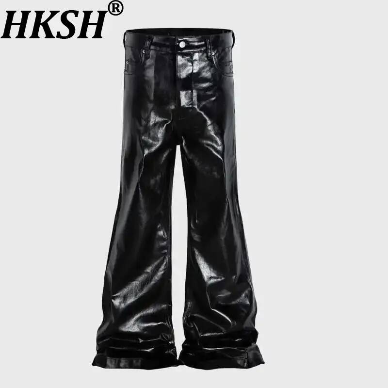Leather Work Jeans - HKSH الرجال عالية الشارع الدنيم السراويل