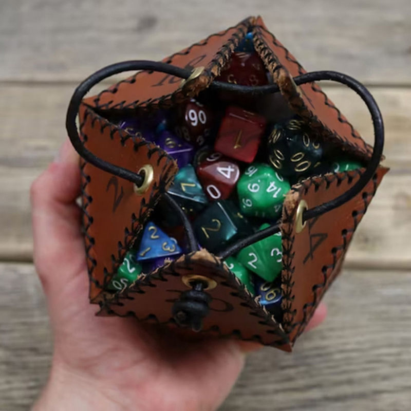 Leatherwork Ideas - صناديق تخزين النرد متعددة الأضلاع ،