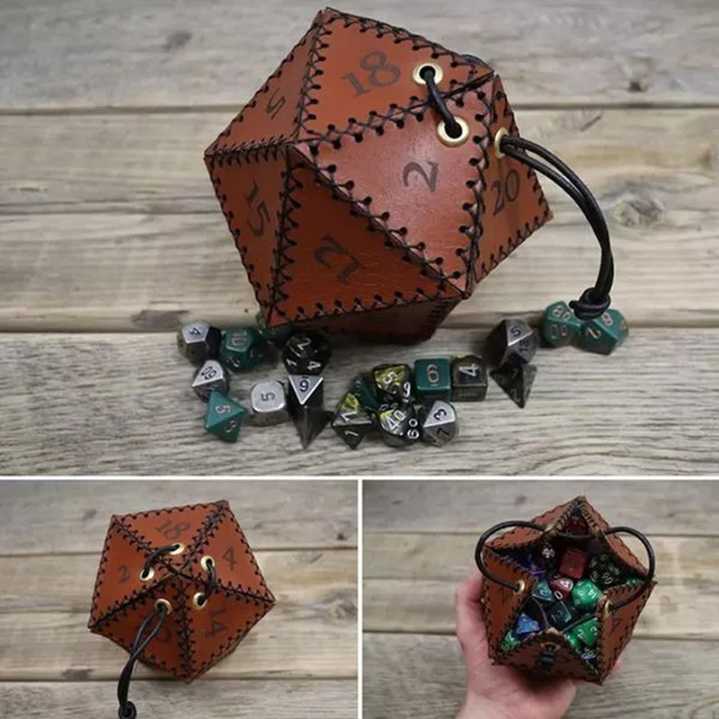 Leatherwork Ideas - جديد جلدية D20 النرد حقيبة صناديق