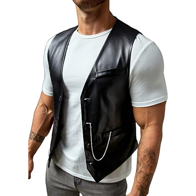 Leather Work Vest - جديد بسيط الرجال بو سليم صالح