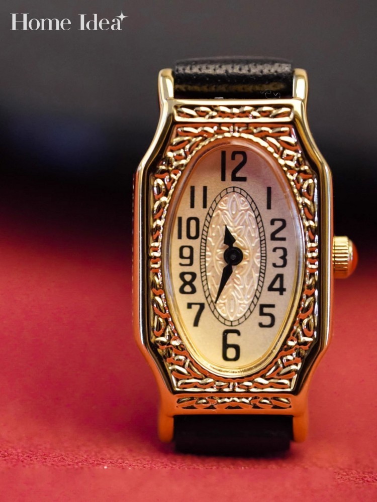 Leatherwork Ideas - ساعة يد نسائية كلاسيكية ذهبية بتصميم