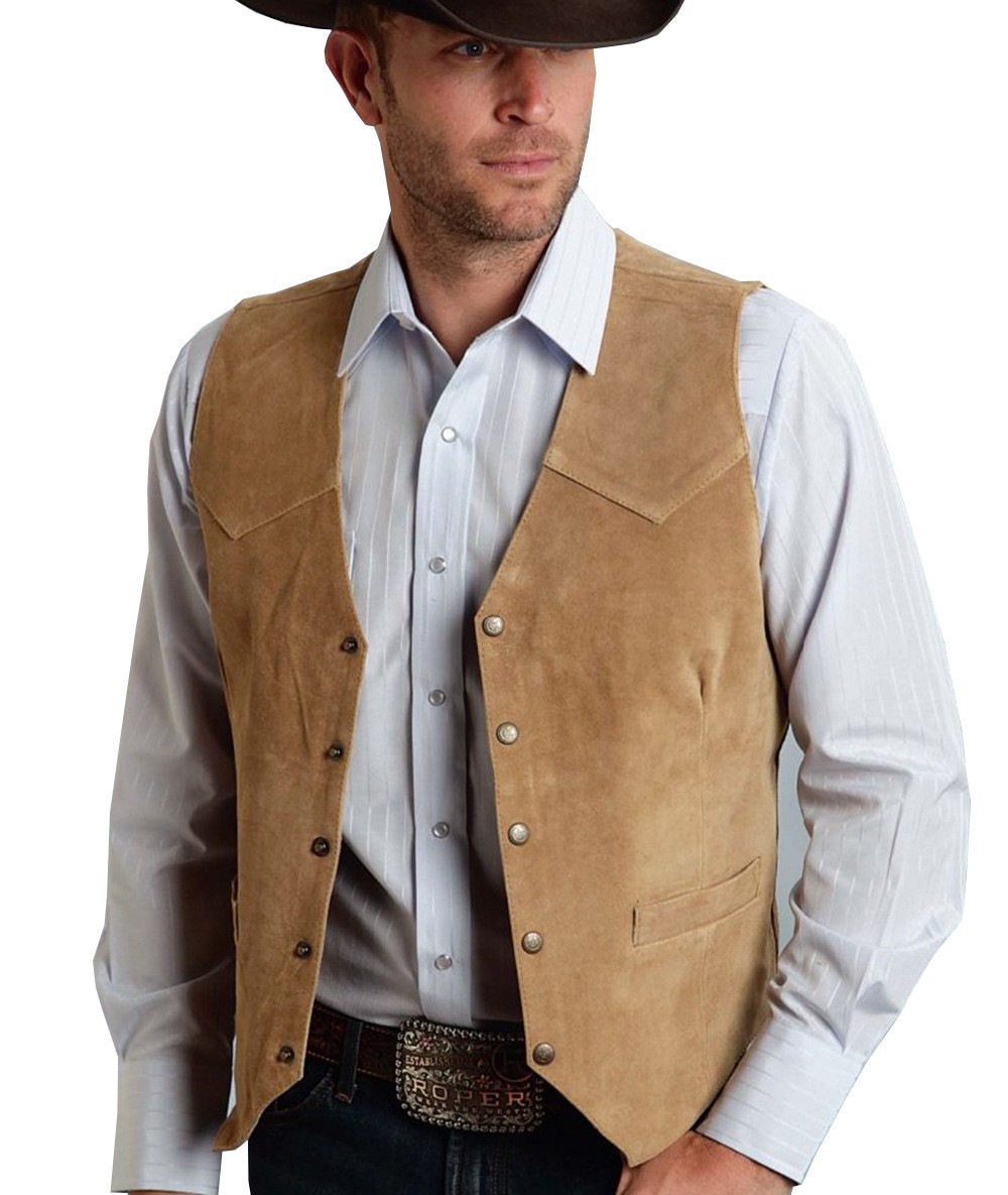 Leather Work Vest - سترة رجالية 2026 من الجلد المدبوغ