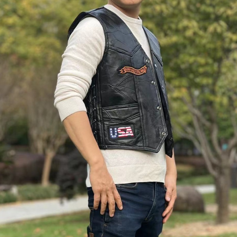 سترة جلدية جديدة للدراجات النا - مراجعة Leather Work Vest وسعره