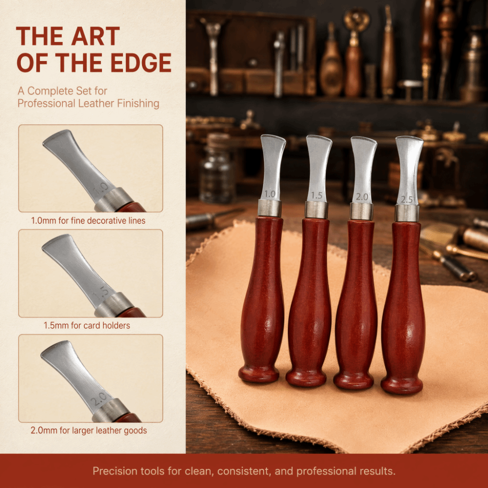 4 قطع أداة تسوية حواف الجلد ال - مراجعة Leatherwork Edge Creaser وسعره